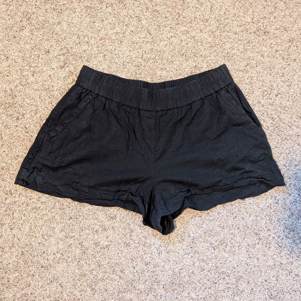 A New Day Linen Blend Summer Weather Shorts Black Size XL Casual Beachy Vacation